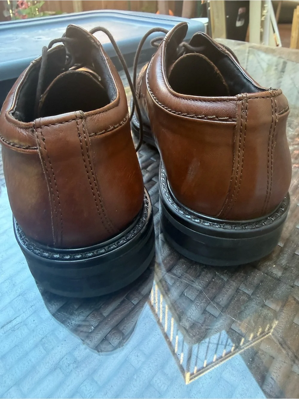 Alfani Brown Leather Lace-Up Oxfords